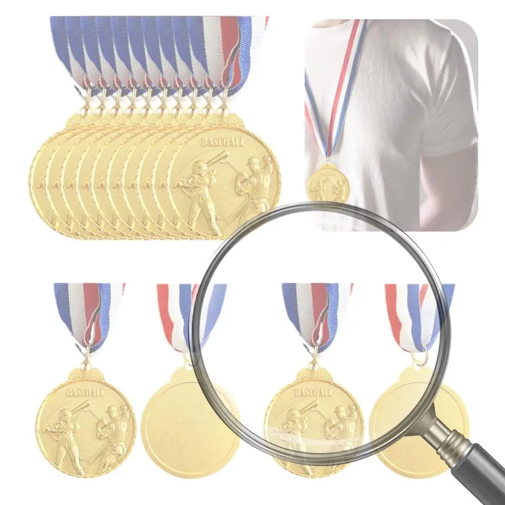 

10 шт. бейсбольных медалей, спортивные медали 5 см, наградные медали для соревнований с лентой на шею, памятные бейсбольные медали для подарков на вечеринку