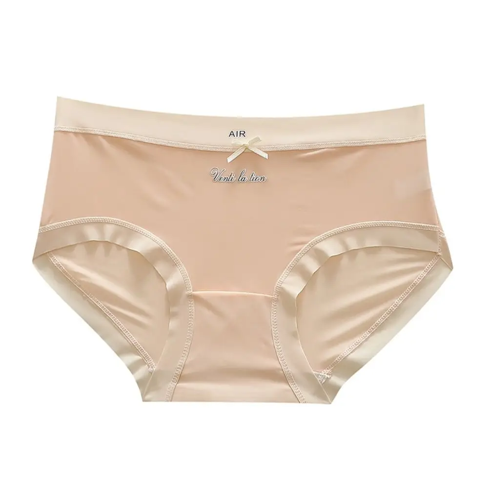 5 قطعة منتصف الخصر الحرير الجليد سراويل القطن المنشعب شبكة الملابس الداخلية سلس ملخصات الإناث الملابس الداخلية Bowknot المرأة رقيقة السروال