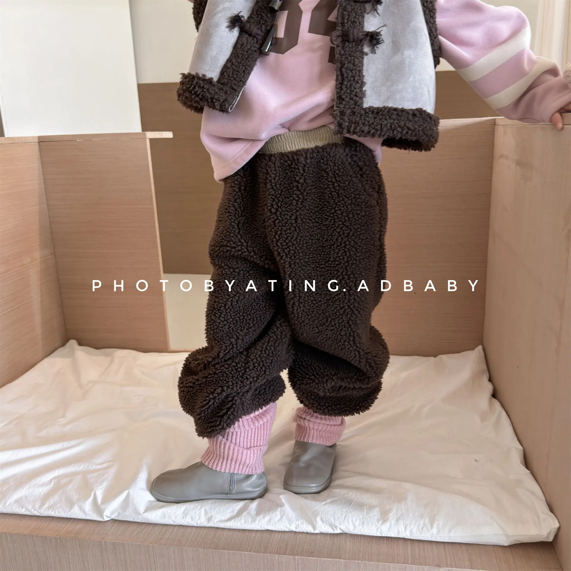 2026 Winter New Children Lamb Fleece Trousers Boy Girls Plus Velvet Thick Casual Pants Baby Warm Fleece Harem Pants Kids Clothes
