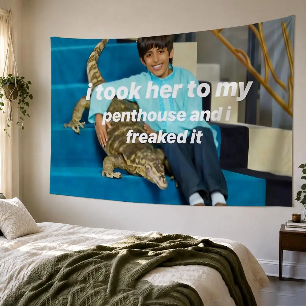 The Boy Holding A Crocodile Tapestry Bedroom Living Room Bar Party House Home Dorm Interior Wall Decor Background Banner