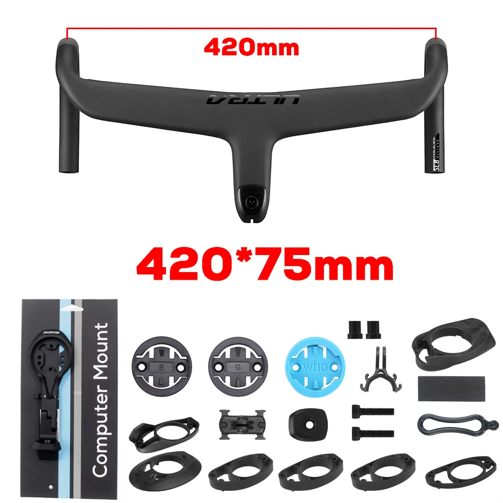 ULLICYC Für SL7 SL8 Carbon Integrierter Cockpit-Rennradlenker mit interner Kabelführung, Carbon Integrierter Lenker T1000 Carbon Di2