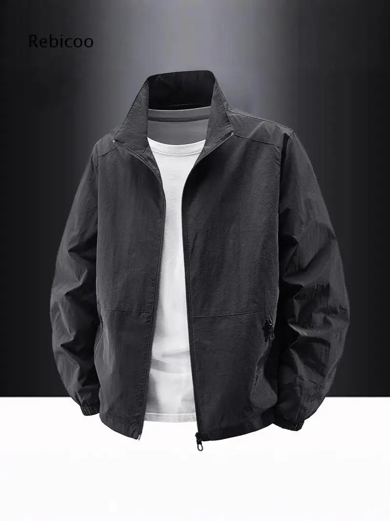 Casual Zip Up Stand Collar Jacket For Men Practical Zipper Pockets For Multiple Daily Scenarios And Versatile Outfit Matching