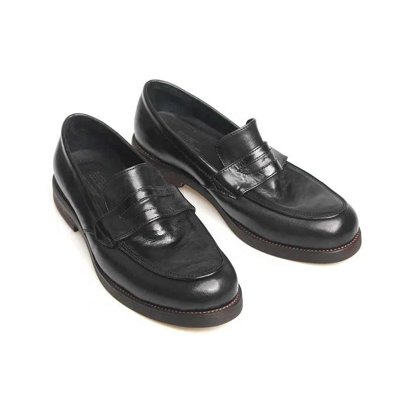 

Retro Handmade Designer Men's Dress Shoes Slip on Loafers Men Luxury Genuine Leather Flats Business Formal Shoes