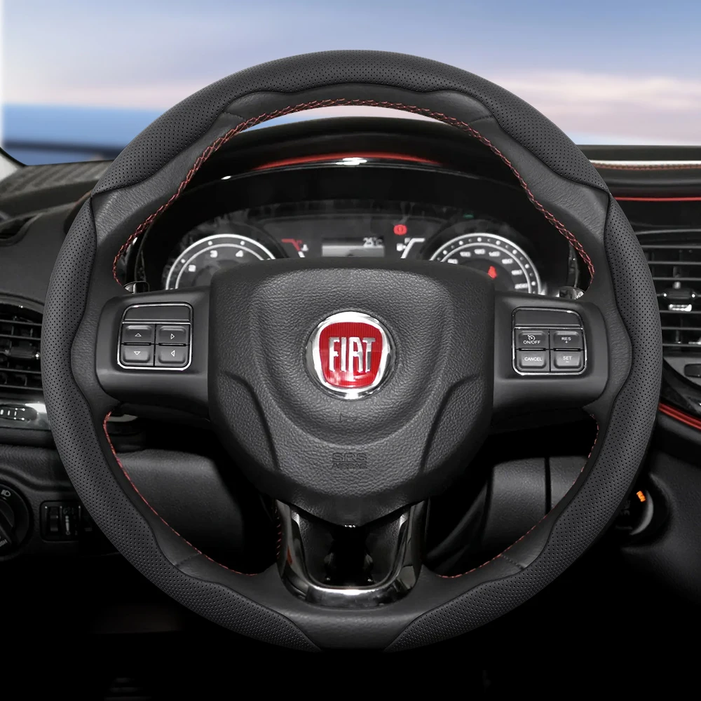 

Подходит для FIAT, кожаный чехол на руль с дышащими отверстиями, сегментированный 500-класс Punto Evo Ducato Bravo Tipo Linea Albea 124