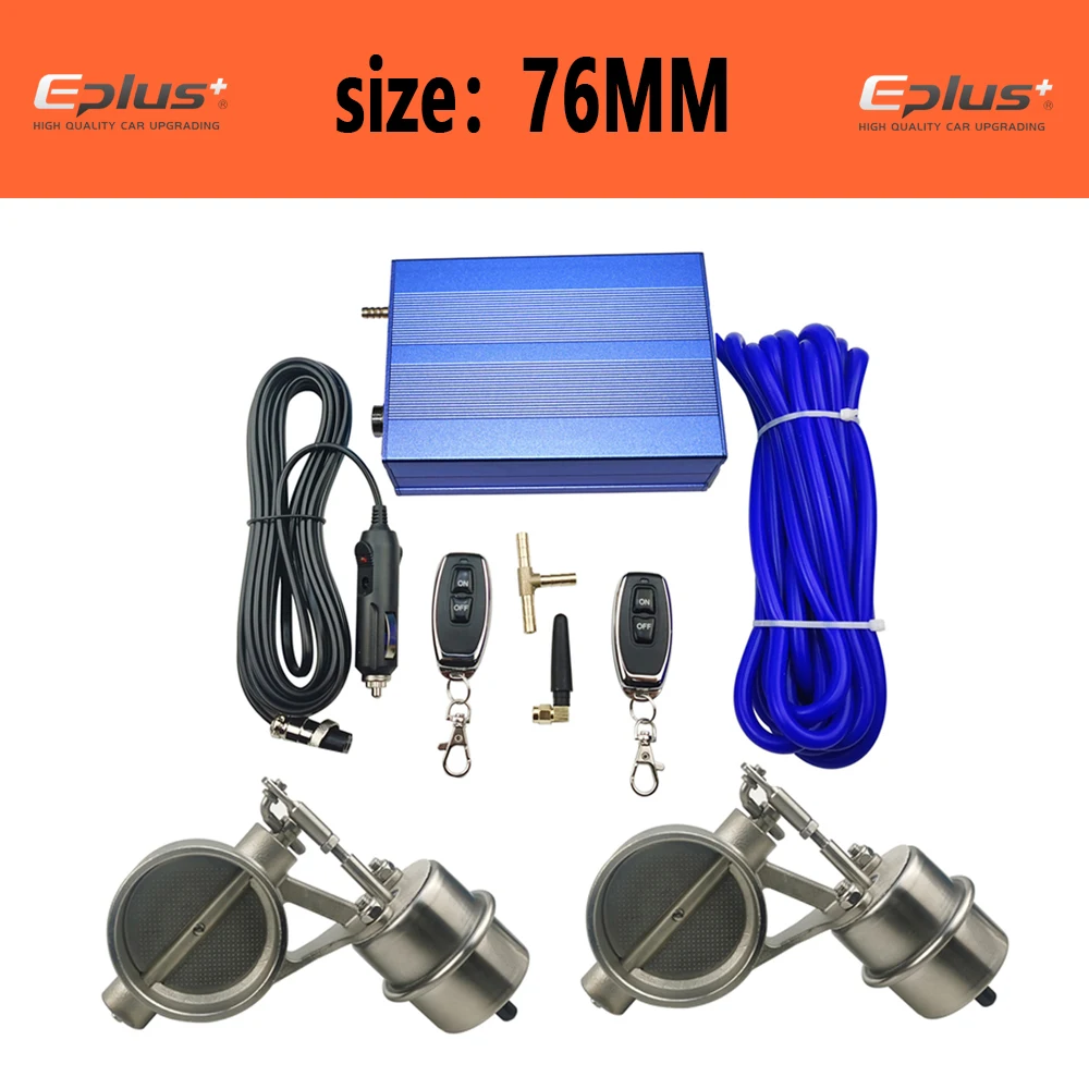 EPLUS Universele Auto Uitlaatpijp Systeem Regelklep dempers Vacuüm Controller Apparaat Afstandsbediening Schakelaar 51 63 76 MM Blauw