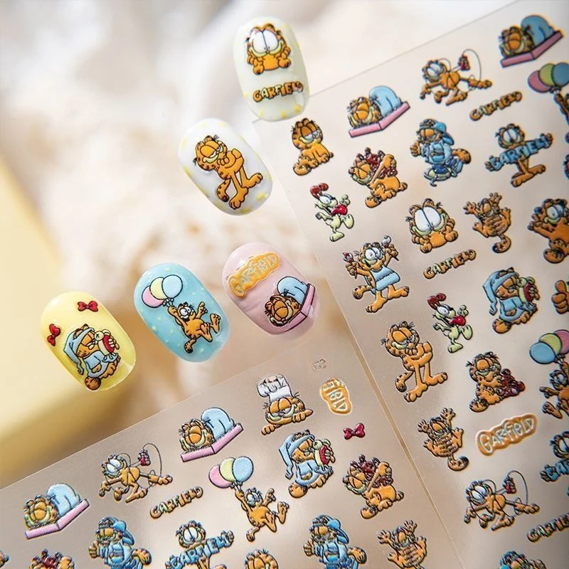 New Garfield Nail Art Stickers High Color Value Creative Personalized Ins Style Stereo DIY Nail Phone Shell Decorative Stickers