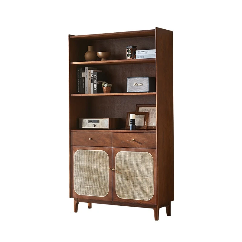

Bookcase Small household floor rattan display cabinet Japanese retro locker