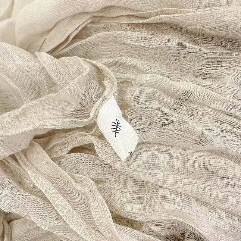Korean Style Wrinkle Cotton Linen Scarf for Women Thin Summer Shawl Office Air Conditioner Room Wrap