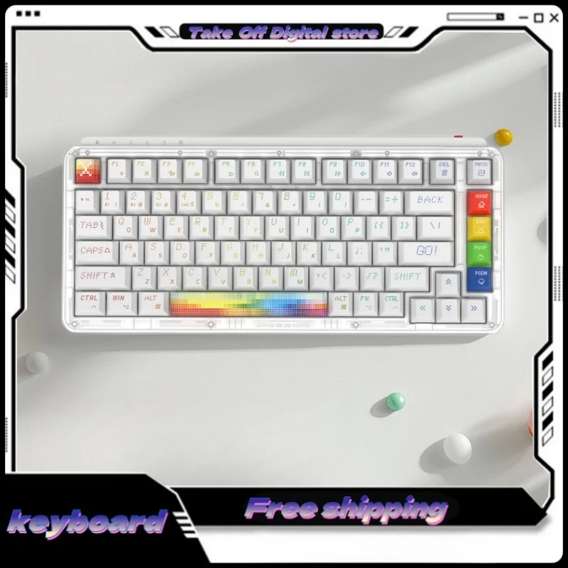 Mwmkbo4 Mechanical Keyboard Three Modes Connecting Pc Material Rbg Colorful Lights Suitable Desktop Computer Laptop Computer