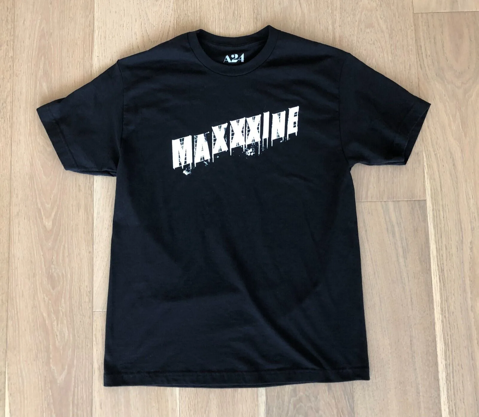 A24 Maxxxine Shirt Adult Large Black Movie Promo Mia Goth Pearl Preppy Tee 775