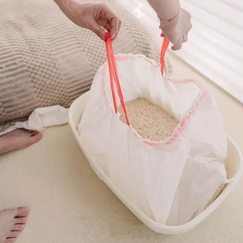 1/2/3 لفات أكياس نفايات القطط القابل للتصرف حقيبة نفايات الحيوانات الأليفة القابل للتصرف مع الرباط سريعة التنظيف المحمولة صندوق نفايات القط بطانات أكياس