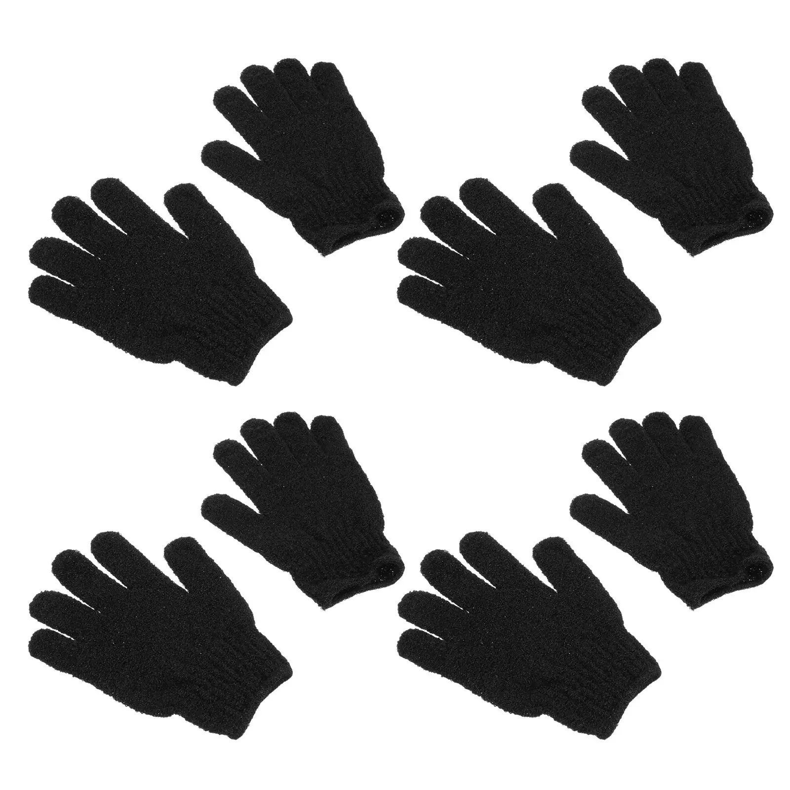 

4 Pcs Black Exfoliating Gloves Polyester Material Five Fingers Design Body Scrub Massage Shower Protective Hat Bath Brush