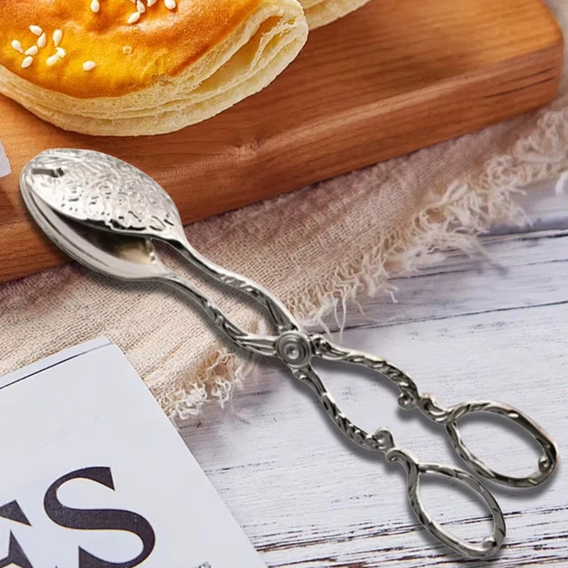 ABKY-Fruit Salad Cake Clip Zinc Alloy Snack Pastry Clamp Self-Service Clip Food Serving Tongs Baking Barbecue Tool