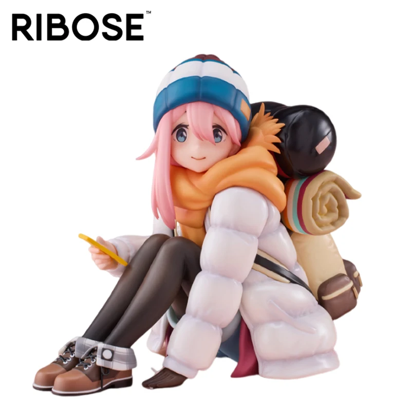 Genuine Original RIBOSE Laid-Back Camp Kakamigahara Nadeshiko PVC 14CM Anime Action Figure Collectible Model Dolls Ornament Gift