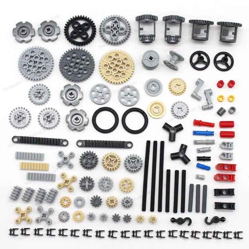 116 pezzi Technics Parts MOC Building Blocks - Ingranaggi, asse, perno, connettore, ruote, catena a maglie, cremagliera, set differenziale