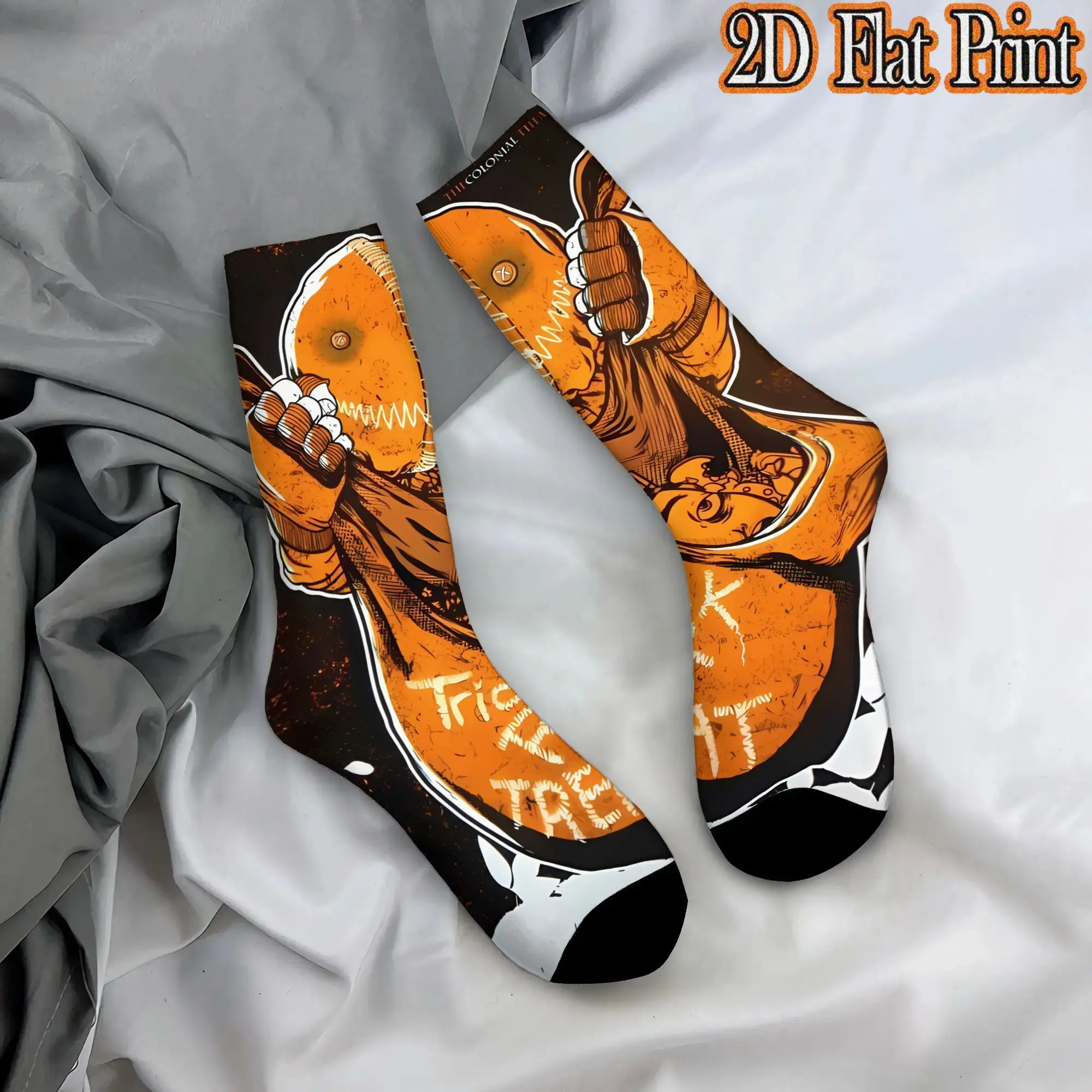 Treat R Trick Vintage Halloween Theme Hip Hop Novelty Casual Crew Winter Sock Sports Socks