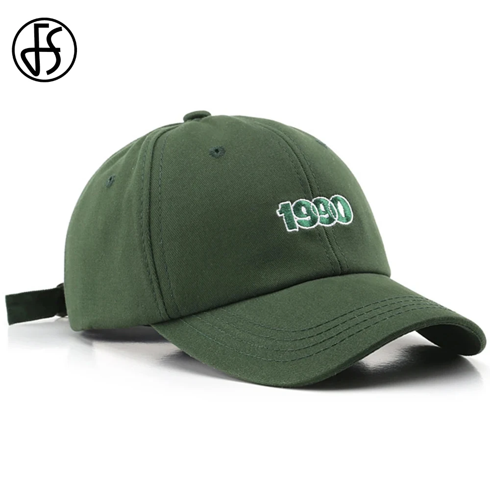 FS Trendy Green White Cotton Baseball Caps For Men Brand Dad Hats Stylish Women Cap Streetwear Hip Hop Trucker Hat Gorras Hombre