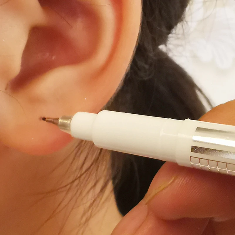 1 قطعة قلم تحديد وشم الحواجب مع مسطرة تجميل دائم أبيض مستلزمات Microblading جراحية معقمة #5