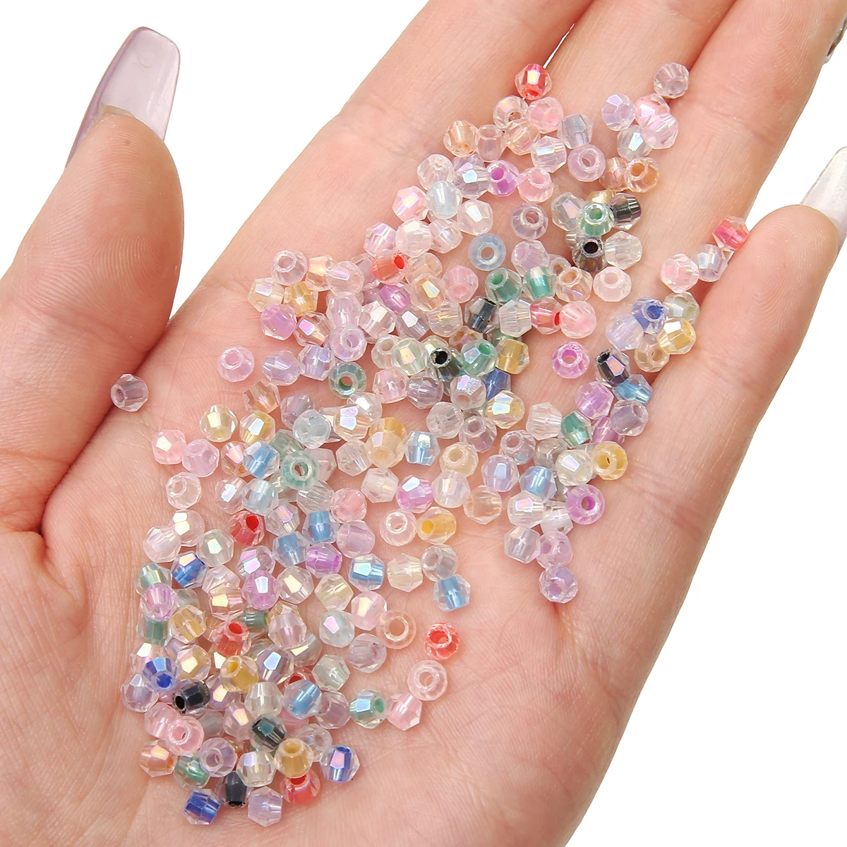 135pcs 4mm Rhombus Glass Seed Beads Faceted Austria Crystal Loose Spacer Beads For Jewelry Making DIY Charm Bracelet Accessories