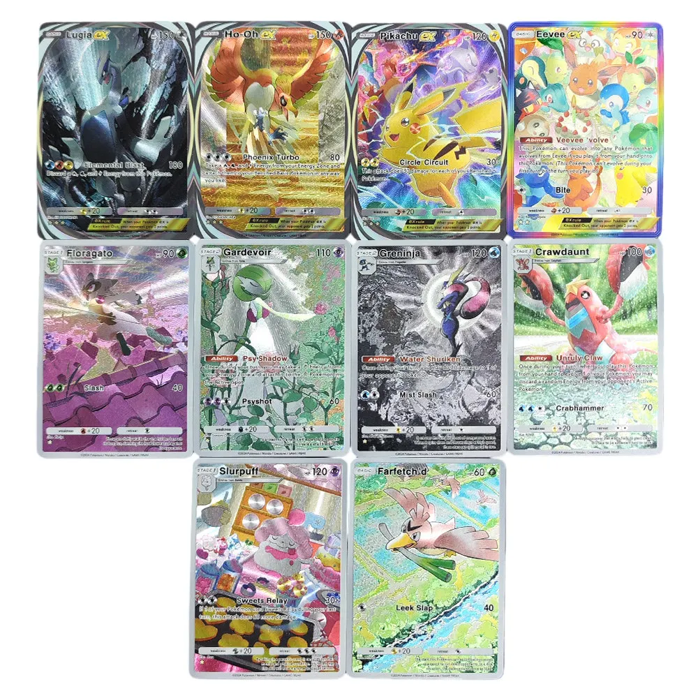 

Набор для самостоятельной сборки: Коллекционные карточки Pokémon TCG — Делюкс-пакет: EX Лугия, HO-OH, Пикачу, EEVEE, EX Гренинжа, Фиорагато, Гардевир, Слурпуфф, карточка для игры через приложение