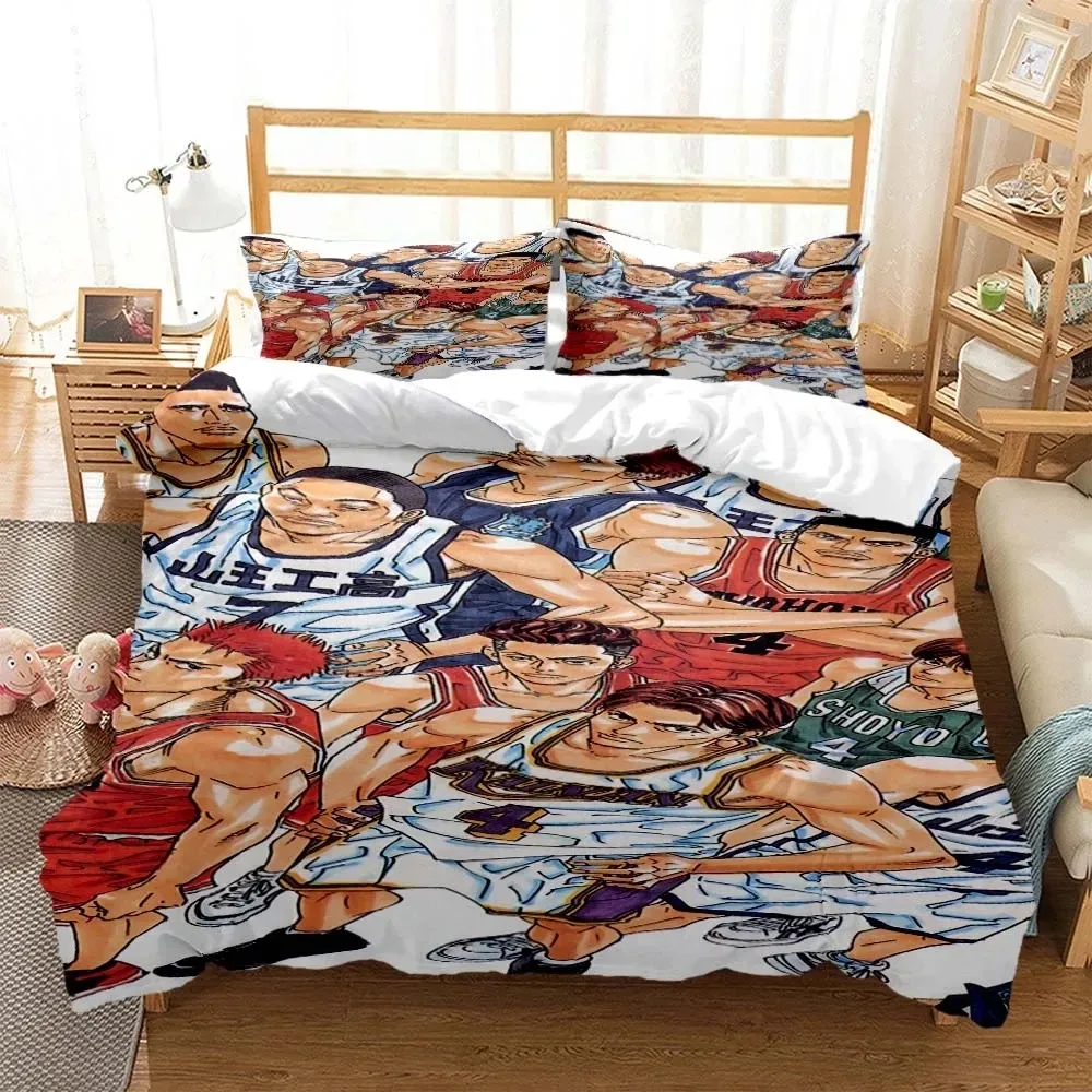 Anime Slam Dunk Cartoon Bedding Set Boys Girls Twin Queen Size Duvet Cover Pillowcase Bed Kids Adult Fashion Home Textileextile