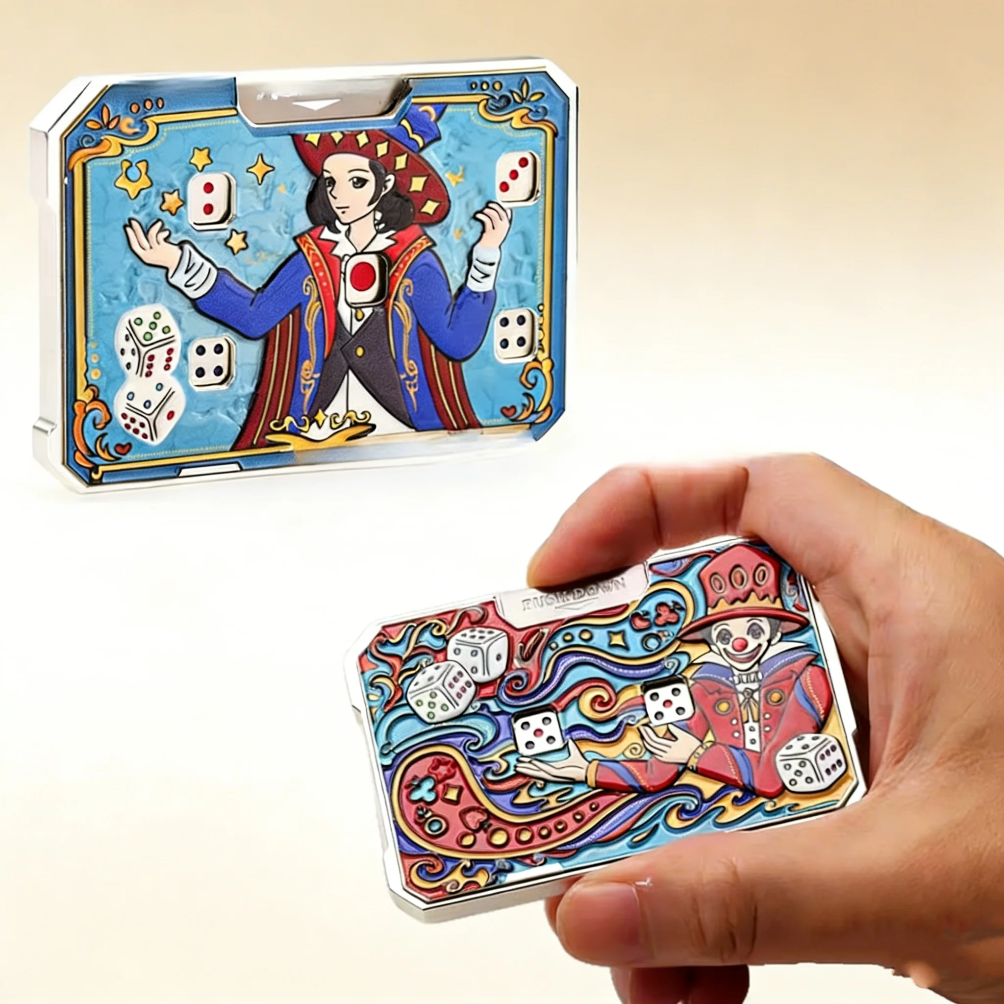 Stress Relief Metal Lucky Dice Hand Pressure Card Game EDC Fingertip Gyro Portable Pocket Decompression Toy for Boys Adults Gift