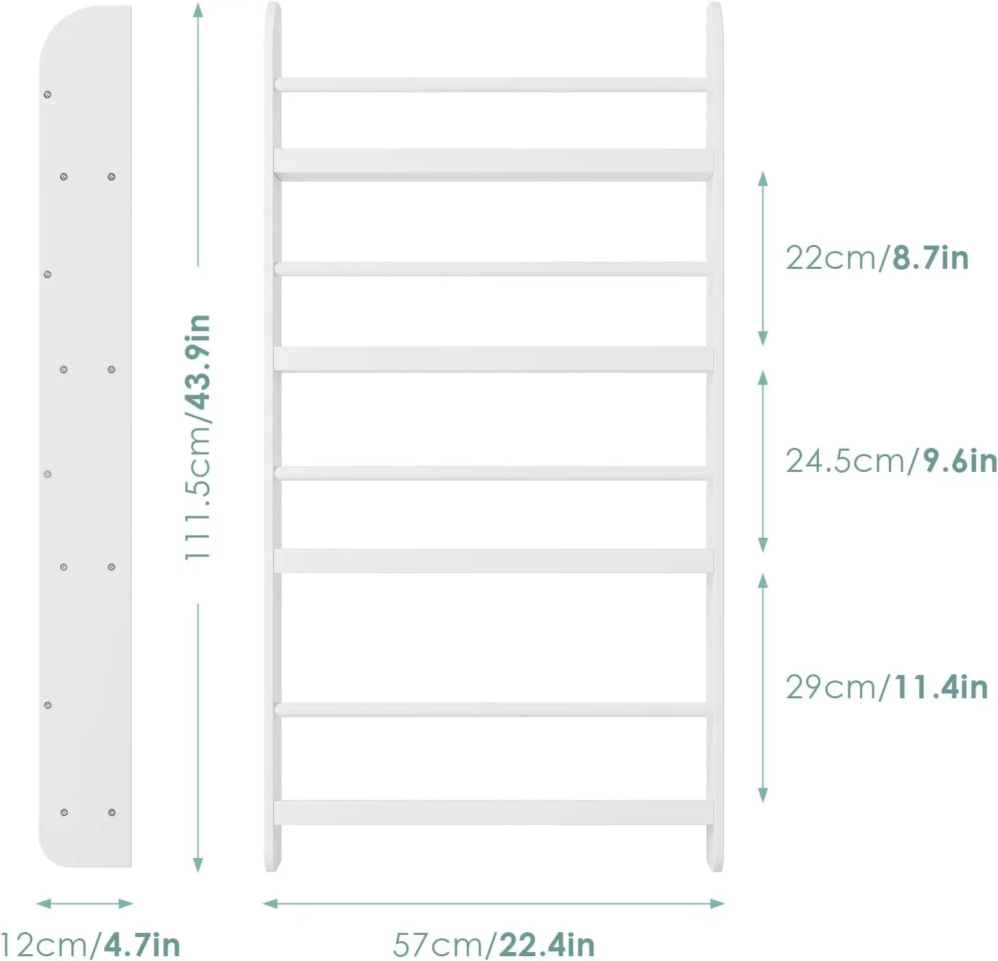 منظم رف كتب للأطفال على الحائط مكون من 4 طبقات للألعاب والكتب، وتخزين الحضانة باللون الأبيض #3