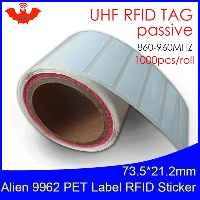 

UHF RFID tag sticker Alien 9962 9662 EPC 6C printable PET label 915m860-960M H9 1000pcs free shipping adhesive passive RFID labe