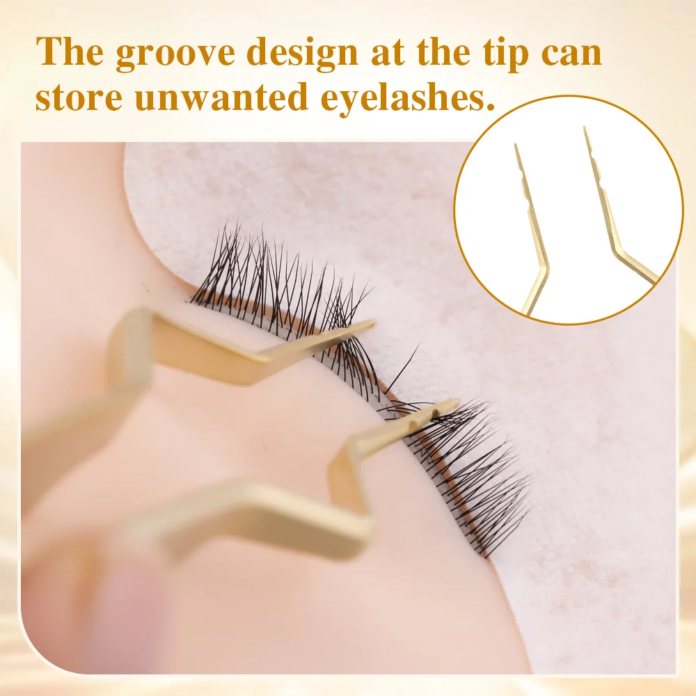 NAGARAKU Eyelash Isolating Tweezers Precision Fiber Tip Professional Makeup Tool Stainless Steel Light