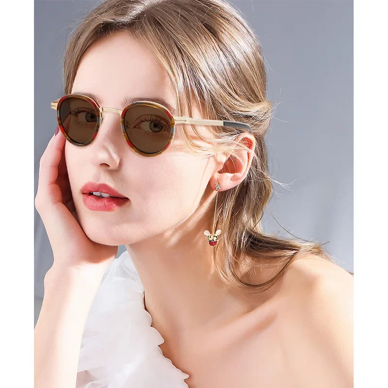 2024 New Style Acetate and Metal Combination Fashion Sunglasses Luxury Brand Designer Unisex Color Anti-glare Sun Glasses