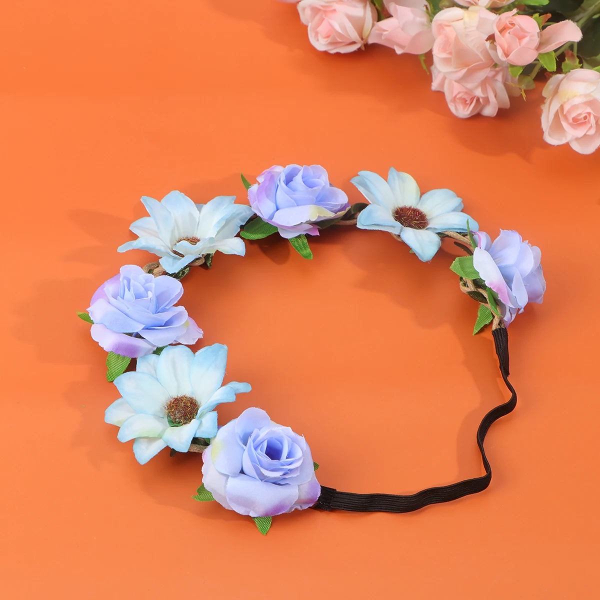 

Flower Headband Hair Accessories Wedding Blue Floral Headdress Garland Hair Wreath Band Photoshoot Party Hairstyling