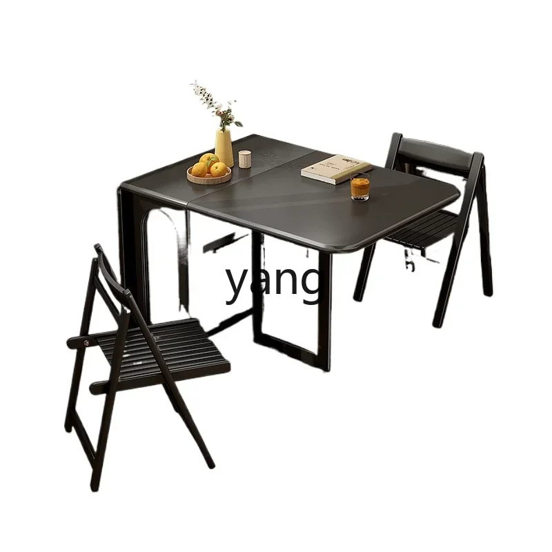 

CCL rectangular solid wood folding retractable small apartment household dining table