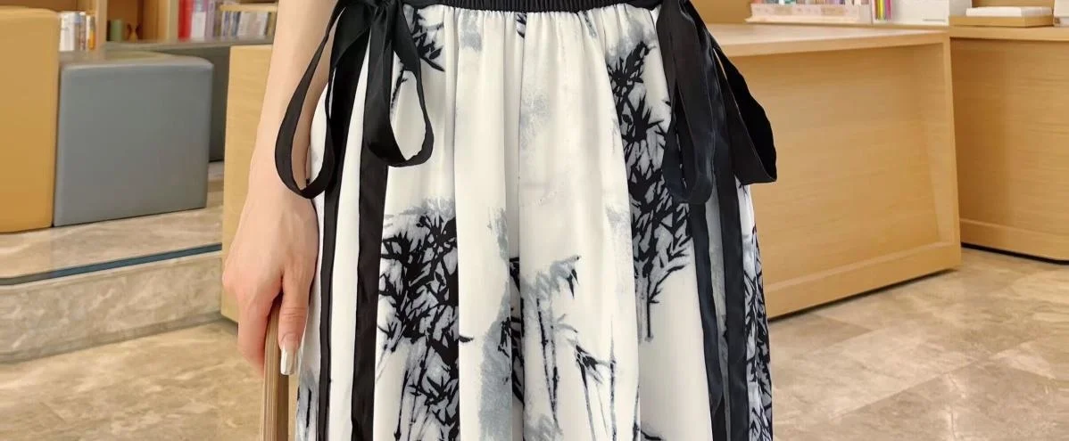 Women's Thin Casual Ice Silk Chiffon Wide Leg Pants 2025 Summer New Style Strap Drop Straight Tube Floor Trousers Korean Women