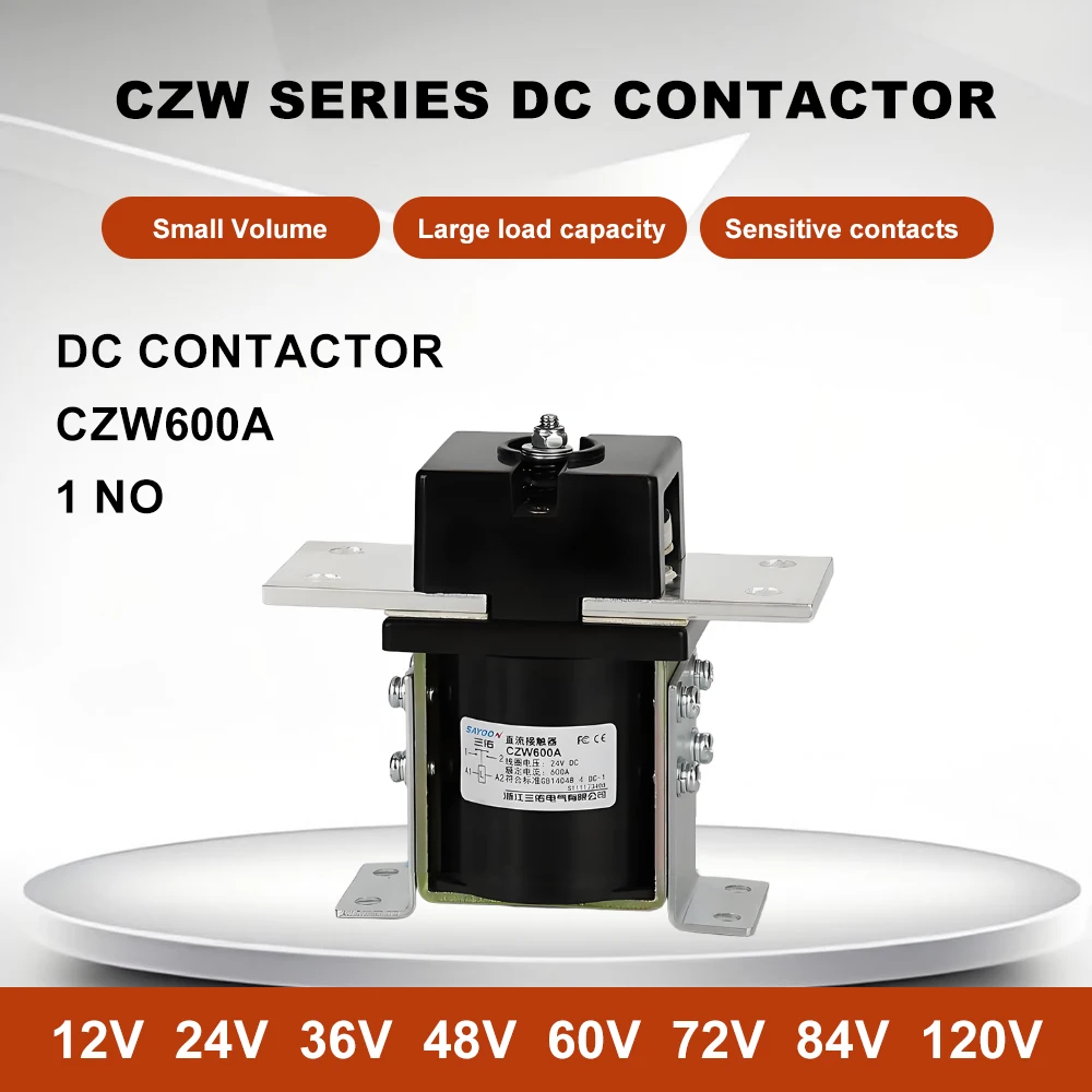 

CZW600A DC contactor high current contactor suitable for battery vehicles cars cleaning vehicles 12V 24V 36V 48V 60V 72V
