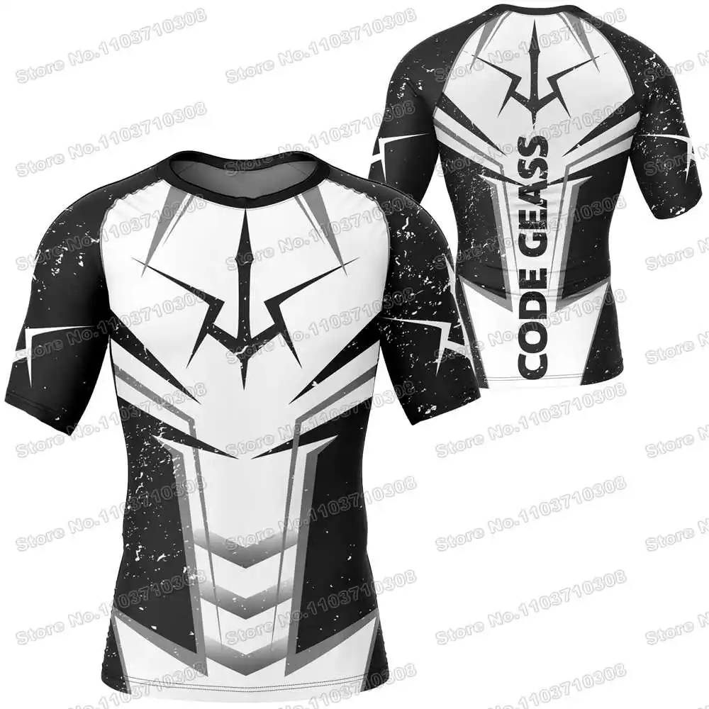 Code Geass Rash Guards Surfing Jersey Beach Skating Shirts Summer Swimwear Diving Gym MMA BJJ Men Jiu Jitsu Fitness Tops