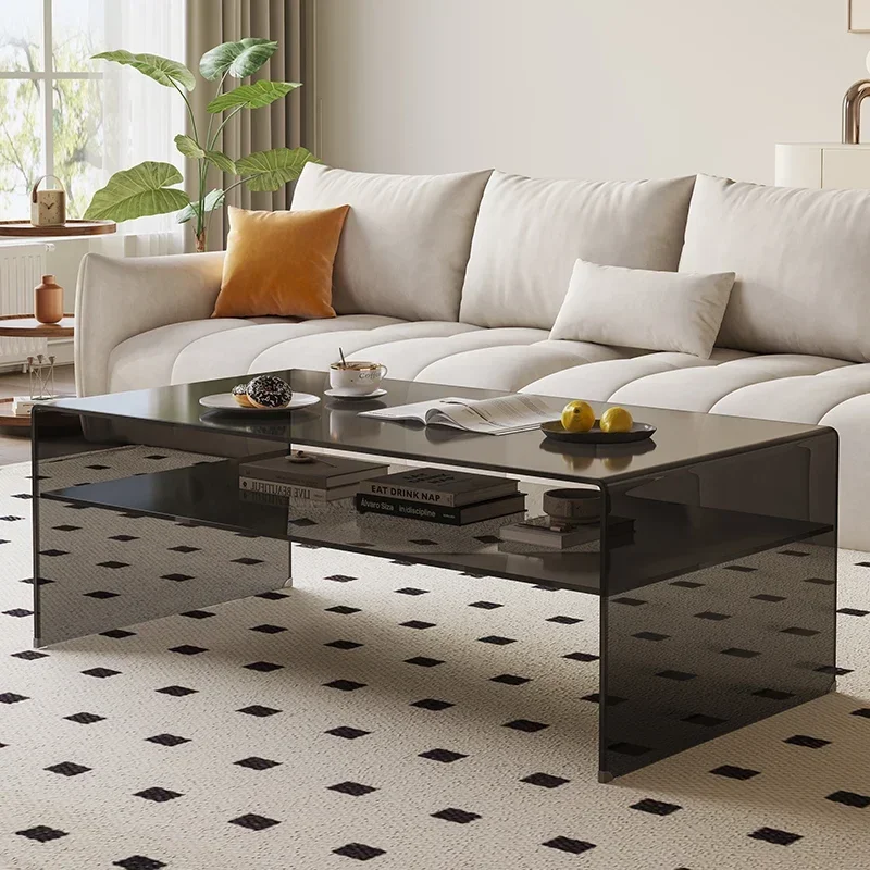 Transparent Glass Coffee Table Luxury Modern Living Room Side Table Designer Standing Moving Couchtisch Chinese Style Furniture