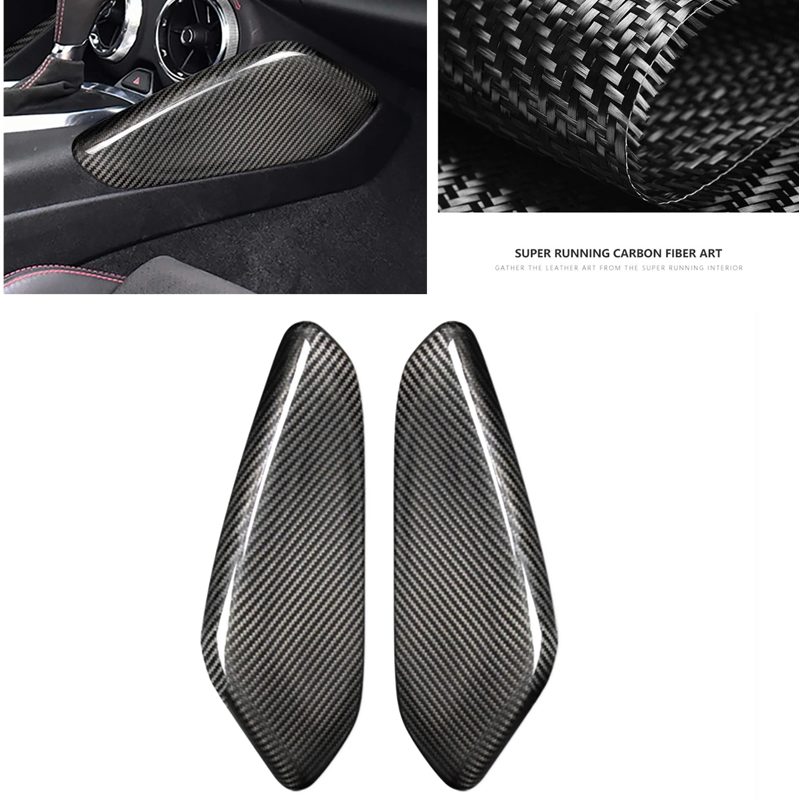 2PCS Carbon Fiber Center Console Both Side Edge Panel Cover Dashboard Gear Shift Box Board Trim For Chevrolet Camaro 2016-2024