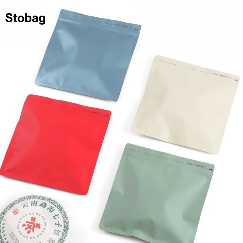 

StoBag 20pcs Color Tea Food Packaging Bag Aluminum Foil Flat Bottom Sealed for Coffee Beans Powder Nuts Storage Reusable Pouches
