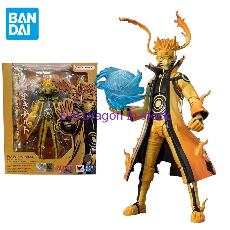 Bandai Original Naruto：Shippūden Anime Figure SHF Uzumaki Naruto Kyuubi Action Figure Toys for Kids Gift Collectible Model