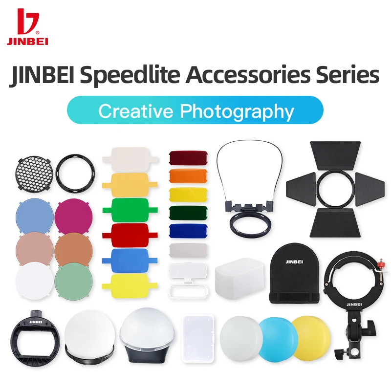 JINBEI HD-2MAX HD1 HI900 HI460 HI5 Speedlite Flash Accessories Softball Diffuser Reflector Board Honeycomb Gels Barndoor Adapter