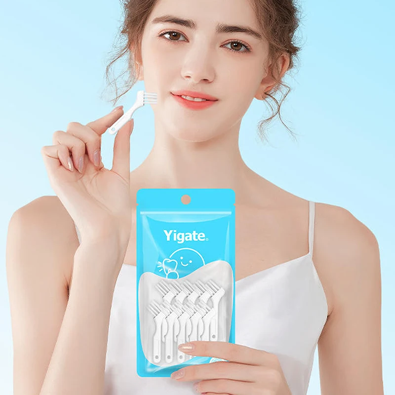 10pcs Mini Denture Cleaning Brush Toothbrushes False Teeth Brush Multi-Layered Bristles Non-Slip Ergonomic  Oral Care