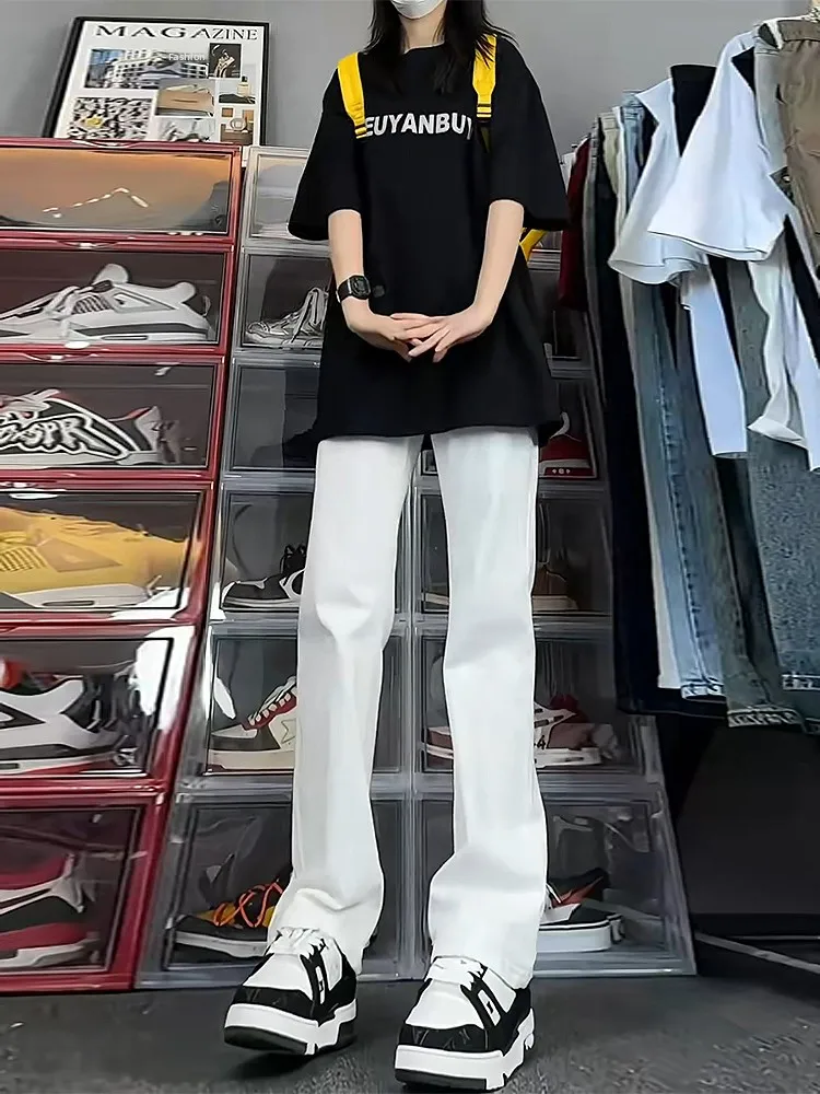 

Мужские джинсы American Vibe: летние, тонкие, прямые, расклешенные, чисто белые, в молодежном стиле, для уличной моды