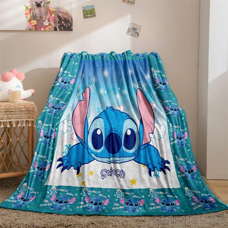 Disney-Couverture Stitch imprimée en 3D pour enfants, jeté de lit, décor de canapé, couvertures de sieste souriantes, cadeau mignon pour enfants, garçons et filles