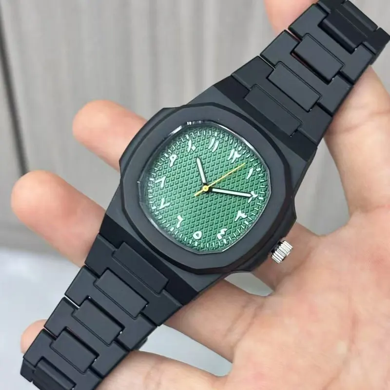 Customized Men's Brand Square Middle Eastern Arabic Numerals Dial Plastic Strap Waterproof Quartz Men's Watch Christmas Gift