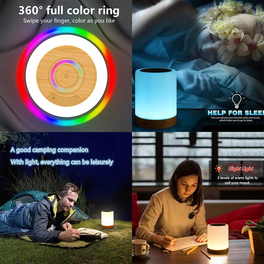 LED Night Lamp USB Rechargeable Touch Sensor Bedroom Bedside Sleeping Lights Soft Light Colorful Dimmable Room Decoration Gifts