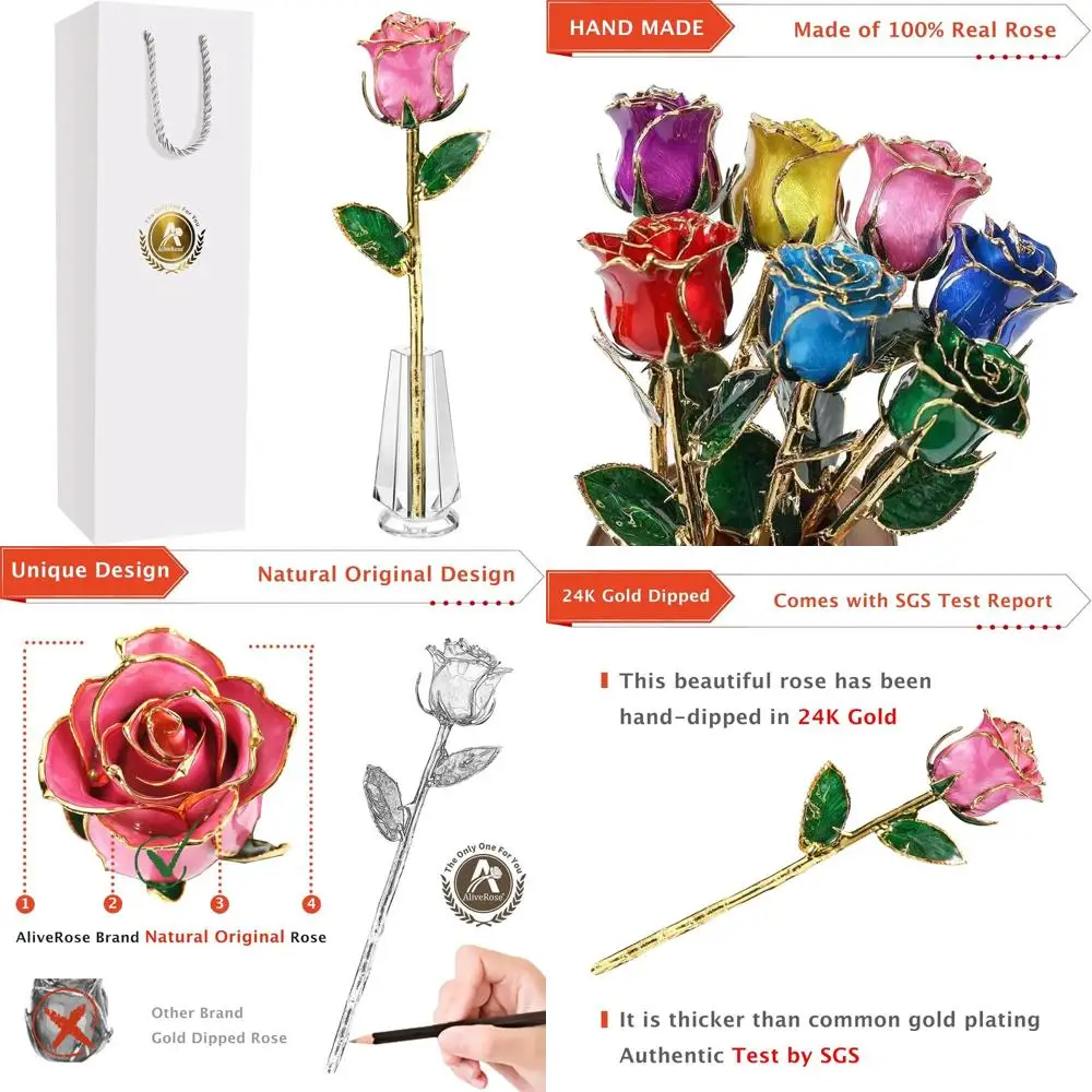 

Позолоченная 24-каратным золотом роза с хрустальной вазой — идеальный подарок на годовщину, День святого Валентина, День матери и День рождения.