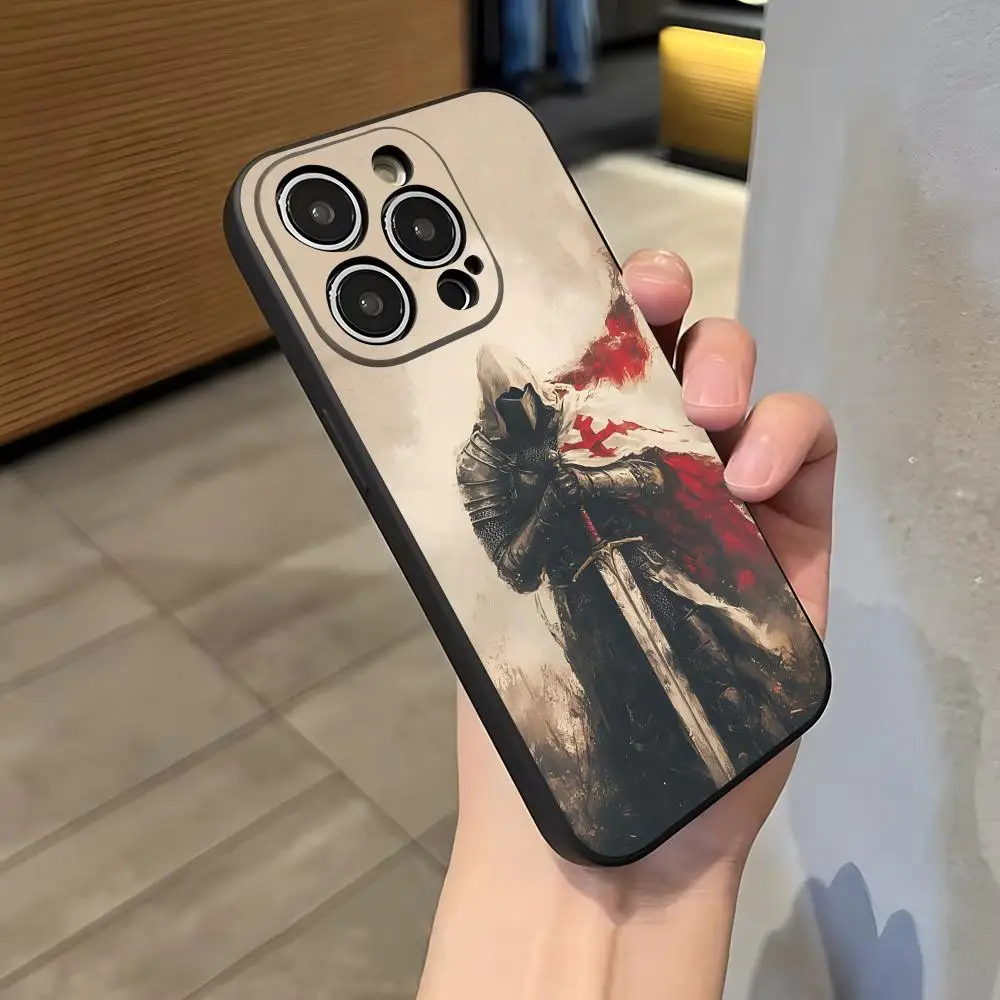 Vintage Tempelritter Handyhülle für IPhone 17 Pro Max 16 15 14 Pro Max 13 11 X Xs Xr 8 7Plus Silikonhülle