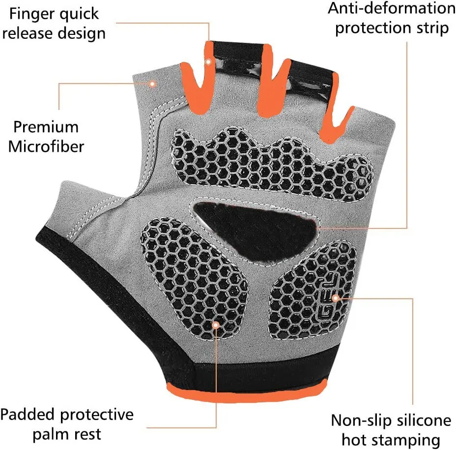 Non-slip cycling gloves, breathable half finger, for outdoor sports, mesh, for mountain bike and mountain bike