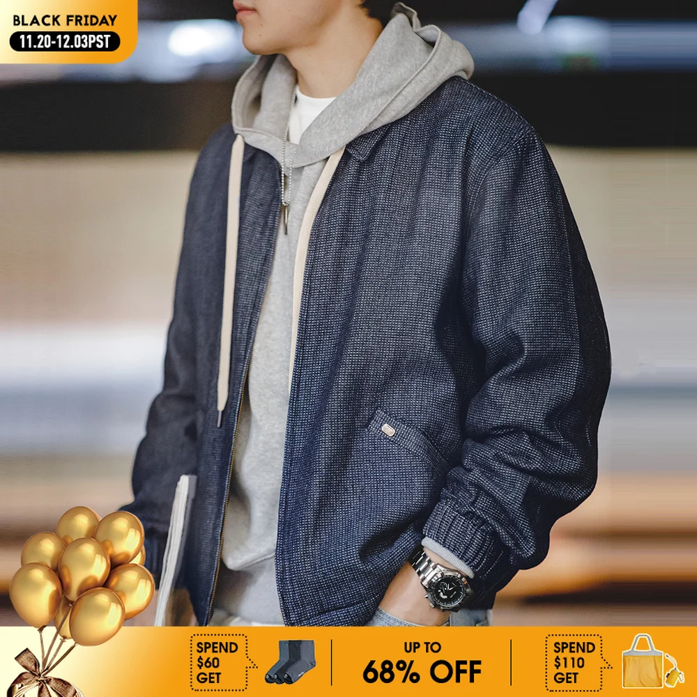 

Maden American New Spring And Autumn Retro Denim Jacket Cityboy Amekaji Style Loose Lapel Jacket Men’s Fashion Short Blue Coats