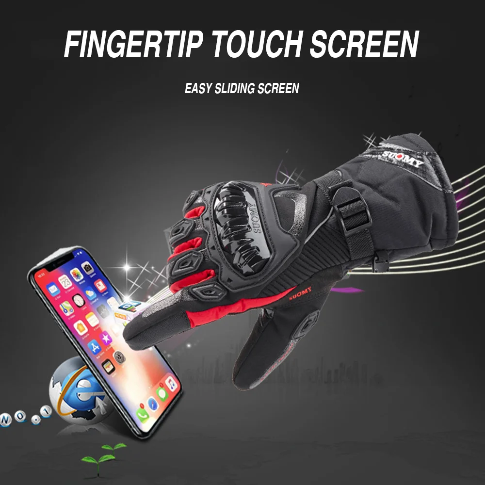 Winter Motorcycle Gloves Waterproof Touch Screen Full Finger Gloves Protective Anti-fall Guantes Moto Non-slip Riding Gloves